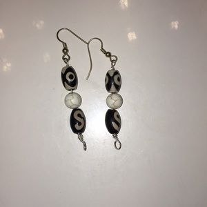 Black and white beaded earrings